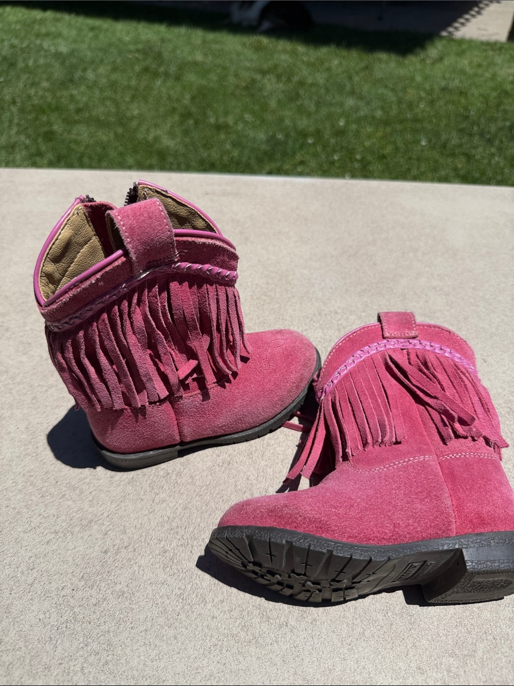 Toddler Fringe Suede Ankle Boots in Berry Pink